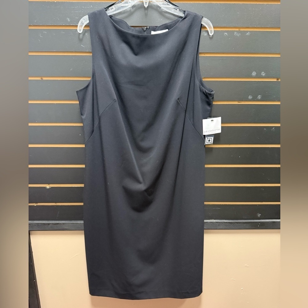 Liz Claiborne Black Sleeveless Midi Dress Size 14 NWT Stretch